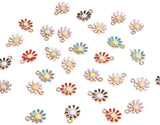 Alloy Enamel Pendants, Chrysanthemum, Mixed Color, 14.5~18x10.5~14x3mm, Hole: 1.4~2mm, 30pcs/box