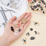 Golden Plated Zinc Alloy Enamel Pendants, Cat & Dog Shapes, Mixed Color, 36pcs/box