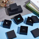 Square Paper Ring Storage Boxes, Wedding Favor Gift Boxes, Favour Box, Black, 5.2x5.2x3.2cm