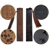 1 set Rosewood & African Blackwood Bookmarks Set, Laser Engraving, Rectangle with Bamboo & Plum Blossom, Mixed Patterns, 148x25mm, 2pcs/set