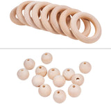 Round/Ring Unfinished Wood Beads, Natural Wooden Loose Beads Spacer Beads, Moccasin, 20~55x9~18mm, Hole: 4~36mm, 75pcs/set