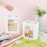 Rectangle Paper Gift Bags, with Plastic Visible Window, Shopping Bags with Handle, White, Unfold: 18x1x23cm