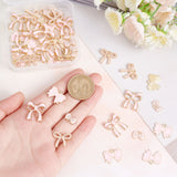 40Pcs 4 Style Light Gold Alloy Enamel Pendants, Bowknot, Pink, 8.5~19.5x12~18x1~2.5mm, Hole: 1.5~2mm, 10pcs/style