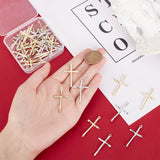 40Pcs 2 Colors Rack Plating Alloy Pendants, Cross Charms, Religion, Platinum & Golden, 37.5x21x2.7mm, Hole: 1.6mm, 20pcs/color