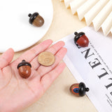 4Pcs 4 Styles Wooden Acorn Box Jewelry Pendants, Autumn Acorn Charm, with Screw Cap, Dyed, Secret Canister, Mixed Color, 29.5~30x21~22mm, Hole: 1.5~2mm, Inner diameter: 14x14~17mm, 1pc/style