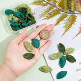 30Pcs 3 Colors Cotton Knitting Artificial Ornament Accessories, Leaf, Mixed Color, 30~36x15~16x1.5mm, 10pc/color