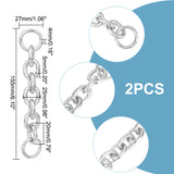 2PCS Alloy Cable Chain Purse Strap Extenders, with Alloy Spring Ring Clasps, for Bag Replacement Accessories, Platinum, 15.5cm