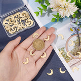 304 Stainless Steel Charms, Moon, Golden, 15.5x11x1mm, Hole: 1mm, 50pcs/box