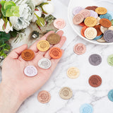 60Pcs 15 Colors PU Leather Labels, Handmade Embossed Tag, for DIY Jeans, Bags, Shoes, Hat Accessories, Flat Round with Yarn Ball & Word handmade, Mixed Color, 25x1.5mm, Hole: 1.5mm, 4pcs/color