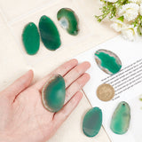 8Pcs Natural Agate Dyed Big Pendants, Nuggets Charms, Green, 40~60x17~37x5~7mm, Hole: 1.8mm