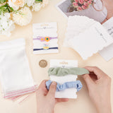 50Pcs Paper Hair Tie Display Cards, with 50Pcs Cellophane Bags, White, Cards: 11.1x8.2x0.04cm, 50pcs; Bags: 18x9cm, Hole: 8mm, 50pcs