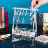 1 Set Transparent Acrylic Earring Display Stands, with Colorful Flower Sequins, Clothes Hanger-shaped, Clear, Finished Product: 13.5x8.2x15cm, about 13pcs/set