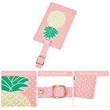 PU Leather Luggage Bag Tags, Travel ID Labels, Suitcase Name Tags, Rectangle, Flamingo & Pineapple Pattern, Mixed Color, 117x70x2mm, 2 colors, 1pc/color, 2pcs