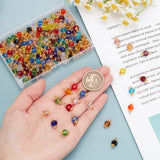 160Pcs 20 Color Glass Charms, with Golden Brass Loops, Faceted Bicone, Mixed Color, 13x7.5mm, Hole: 2.5mm, 8Pc/color