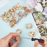 20Set 5 Style DIY Bag Suspension Clasp Kits, Including Alloy Buckle Clasps, with Iron Shim & Screws, Bowknot/Flat Round/Rectangle, Platinum & Light Gold, 21x23x7mm