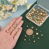 120Pcs 12 Styles Brass and Alloy Spacer Beads, Round, Real 18K Gold Plated, 3.5~8x3~7.3mm, Hole: 2~6mm, 10pcs/style