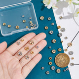 48Pcs 8 Style Brass Beads, with Silicone inside, Slider Beads, Stopper Beads, Long-Lasting Plated, Rondelle, Platinum & Golden, 4~7.5x4~6mm, Hole: 1.6~3mm, 6pcs/style