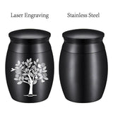 Alloy Cremation Urn Kit, with Disposable Flatware Spoons, Silver Polishing Cloth, Velvet Packing Pouches, Tree Pattern, 40.5x30mm, 1pc