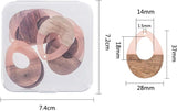Ornaland Resin & Wood Pendants, Teardrop, Misty Rose, 37.5x28x3~3.5mm, Hole: 1.5mm, 10pcs/box