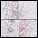 Costume Accessories, Applique Patches, Sewing Craft Decoration, with Plastic Bead, Flower, Pink, 510x320x0.5mm