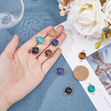 10Pcs 5 Styles Gemstones Connector Charms, with Golden Plated Brass Findings, Square Links, 21x13x5~5.5mm, Hole: 2.5mm, 2pcs/style