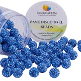 Pave Disco Ball Beads, Polymer Clay Rhinestone Beads, Round, Light Sapphire, 10mm, Hole: 1.5mm, about 100pcs/box
