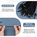 150Pcs 5 Style Notebook Bands, Nylon Elastic Cords with Iron Cord Ends, Black, 165~500x5x1mm, 30pcs/style