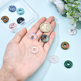 12Pcs 12 Style Natural & Synthetic Gemstone Charms, Donut/Pi Disc, 18x4.5~5.5mm, Hole: 5.5mm, 1pc/style