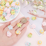 60Pcs 4 Style Opaque Resin Cabochons, for DIY Accessories, Flower with Animal, Mixed Color, 15pcs/style
