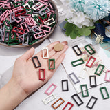 140Pcs 7 Colors Wood Pendants, Dyed, Hollow Rectangle Charms, Mixed Color, 30.5~31x14.5~15x2.5~3mm, Hole: 1.5mm, 20pcs/color