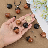 12pcs Disconnectable Ebony Wood Acorn Pendants, with 12pcs Imitation Leather Cord, for Necklace Making, Black, Pendant: 3.1x2.2cm, Hole: 1.4mm, Leather Cord: 450mm