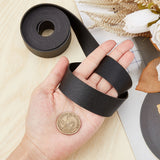 2M Flat Double Face Lychee Pattern Imitation Leather Band, Black, 25x1.8mm, about 2.19 Yards(2m)/Roll