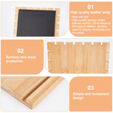 Bamboo Wood Multiple Necklace Display Stands, Pendant Necklace Holder Organizer, with Imitation Leather Soft Mat, Rectangle, Black, Finish Product: 17x9.5x25.1cm, 2pcs/set
