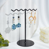 Iron Wave T-Bar Shaped Earring Display Stands, Dangle Earring Organizer Holder, Black, 7.05x12x13cm