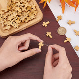100Pcs Wood Pendants, Dyed, Religion Cross Charms, Lead Free, Camel, 22x14x4mm, Hole: 1.8~2mm