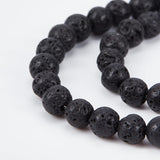 5 Strands Natural Lava Rock Beads Strands, Round, 4mm, Hole: 1mm, about 94pcs/strand, 15.75 inch(40cm), 5strands