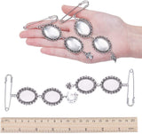 DIY Brooch Making, with Iron Brooch Findings, Tibetan Style Alloy Pendants, 304 Stainless Steel Jump Rings and Transparent Oval Glass Cabochons, Antique Silver, 39x29x2mm