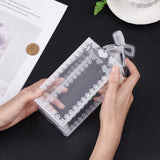 Transparent PVC Box, Candy Gift Box, for Wedding Party Baby Shower Packing Box, Rectangle with Bow, White, 8x8x15cm, Unfold: 354x197mm