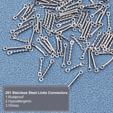 80Pcs 4 Sizes 201 Stainless Steel Links Connectors, Twist Bar Links, Stainless Steel Color, 20pcs/size