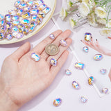 64Pcs 4 Style Pointed Back Glass Rhinestone Cabochons, Back Plated, Faceted, AB Color Plated, Teardrop & Oval & Rectangle Octagon & Heart, Pearl Pink, 12.2~18x11.8~13x5~5.5mm, 16pcs/style