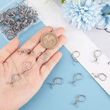 50Pcs 304 Stainless Steel Leverback Earring Findings with Pendant Bails, Stainless Steel Color, 23.5x12x2.5mm, Pin: 0.8mm and 0.6mm