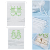 10Pcs 2 Sizes Non-Woven Fabric Shoes Storage Drawstring  Bags, Rectangle with Shoes Pattern, White, 35.8~43.7x27~32x0.1cm, 5pcs/size