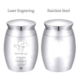 1Pc Alloy Cremation Urn, Column, 1Pc Velvet Packing Pouches, 1Pc Silver Polishing Cloth, 1Pc Disposable Flatware Spoons, for Commemorate Kinsfolk Cremains Container Set, Angel Pattern, 4pcs/set