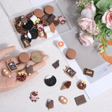 48Pcs 12 Styles Chocolate Opaque Resin Cabochons, Imitation Food, Mixed Shapes, Mixed Color, 15.5~28x13.5~19.5x4~13.5mm, 4pcs/style