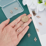 10Pcs Brass Crystal Rhinestone Connector Charms, Flower Links, Light Gold, 15~15.5x11x2.7mm, Hole: 1.4~1.5mm