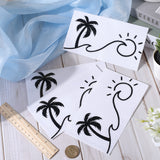 Beach Theme PVC Cartoon Self Adhesive Car Stickers, Waterproof Coconut Tree with Sun Car Decorative Decals for Car Decoration, Black, 92~93x174~182x0.2mm
