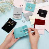 12pcs 6 colors Square Velvet Jewelry Bags, with Snap Fastener, Mixed Color, 7x7x0.95cm, 2pcs/color