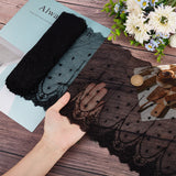 Flower Pattern Polyester Mesh Tulle Fabric, Garment Accessories, Black, 23.1~24x0.005cm