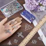 48Pcs 8 Styles Tibetan Style Alloy Connector Charms, Trinity Knot Links, Mixed Shapes, Antique Silver, 12~43.5x13~39x1.5~2.5mm, Hole: 1~6mm, 6pcs/style