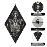 Custom Plywood Pendulum Board, Wall Hanging Ornament, for Witchcraft Wiccan Altar Supplies, Rhombus with Tarot Theme Patterns, Black, 300x170x6mm, 3 styles, 1pc/style, 3pcs/set